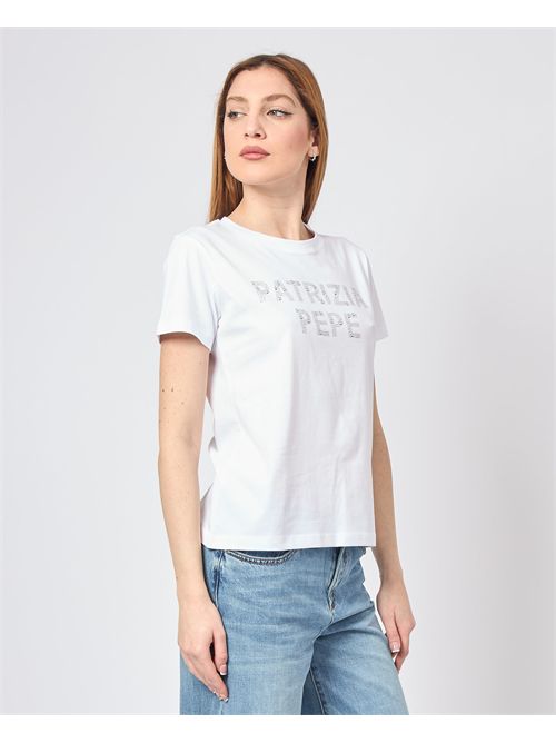 T-shirt donna Patrizia Pepe con logo a paillettes PATRIZIA PEPE | 2M4426-J277W103